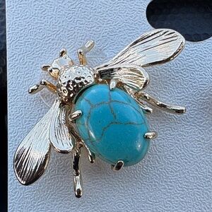 Natasha Couture Gold and Blue Insect Earrings
